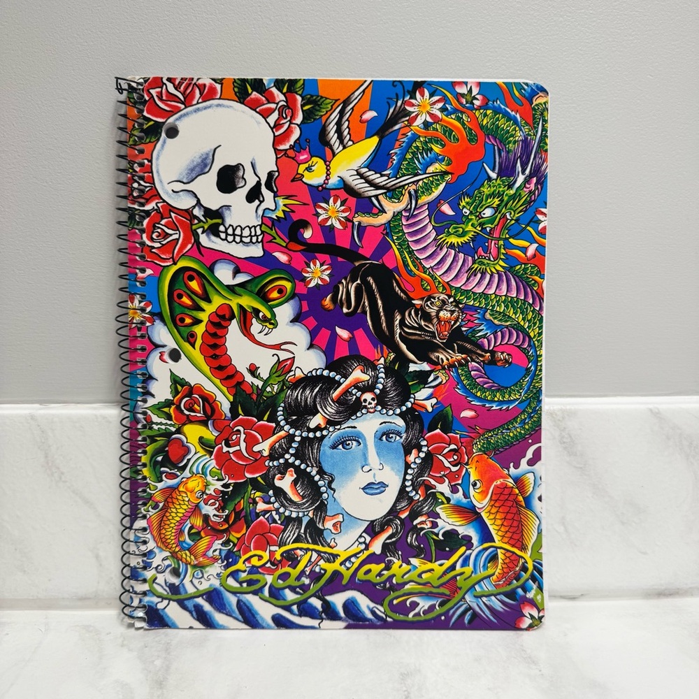 Vintage Lisa Frank x Ed Hardy Tattoo Art Spiral Notebook